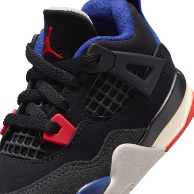 Jordan 4 Retro Baby/Toddlers Shoes Black/Fire Red-Deep Royal Blue