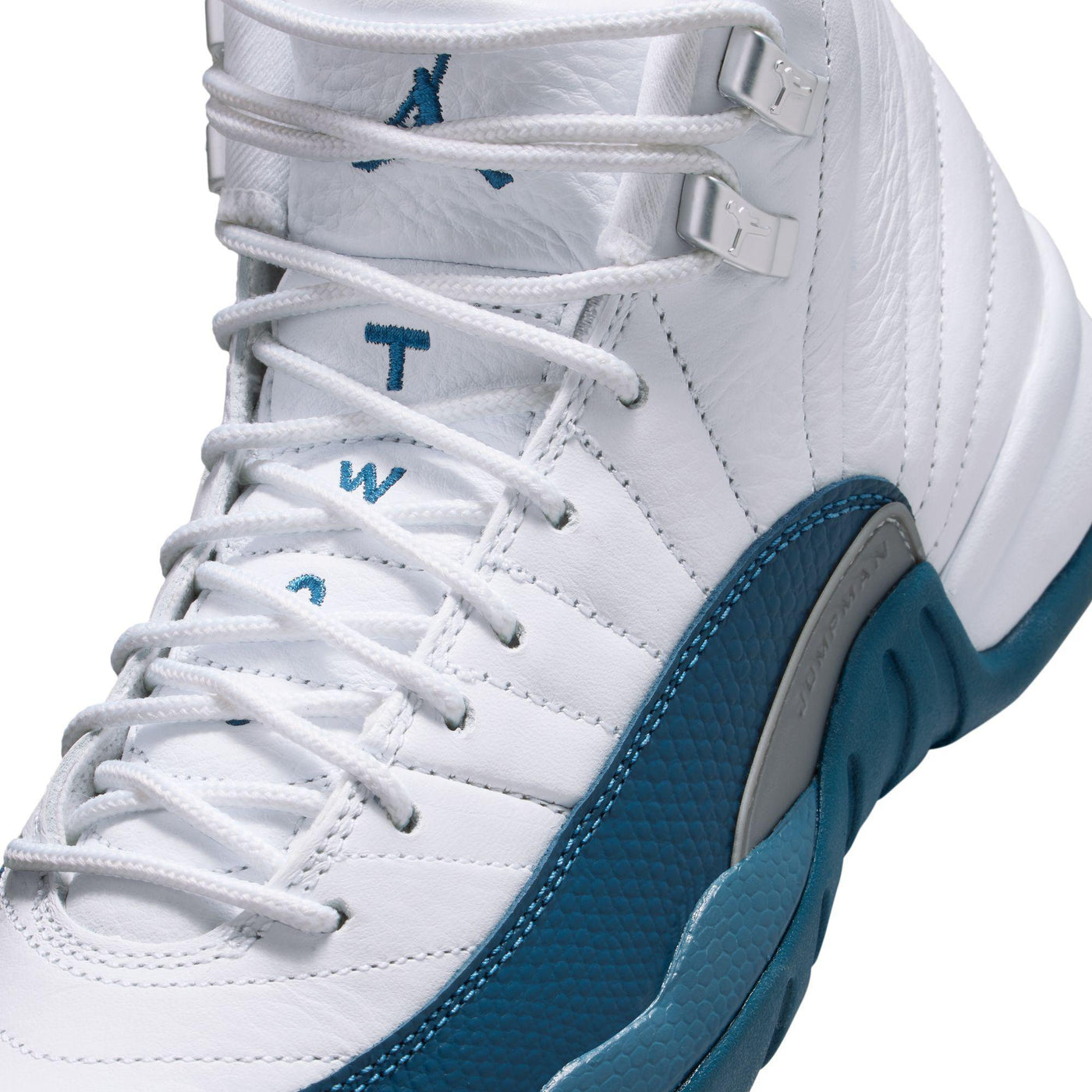 Air Jordan 12 Retro Big Kids' Shoes White/French Blue-Metallic Silver