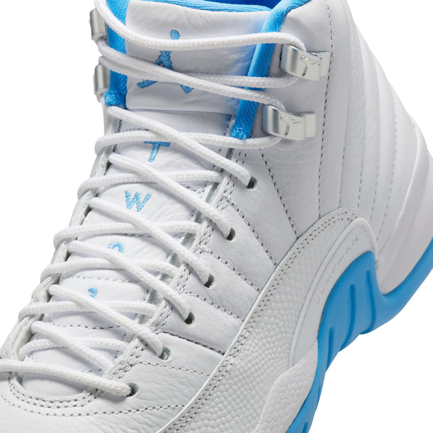 Air Jordan 12 Retro Big Kids' Shoes White/University Blue-Metallic Silver