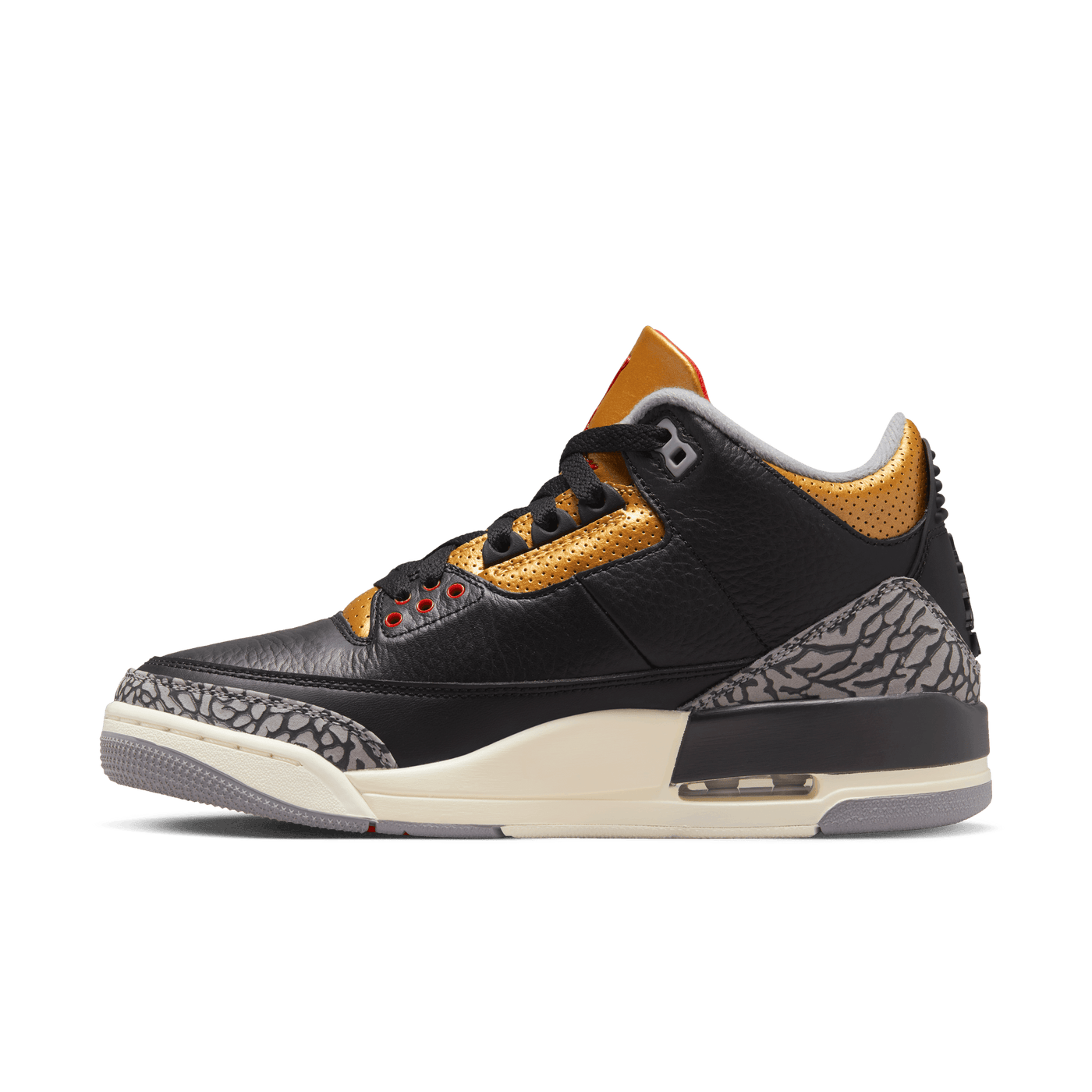 AIR JORDAN 3 RETRO BLACK CEMENT GOLD WOMENS Hush Life Boutique