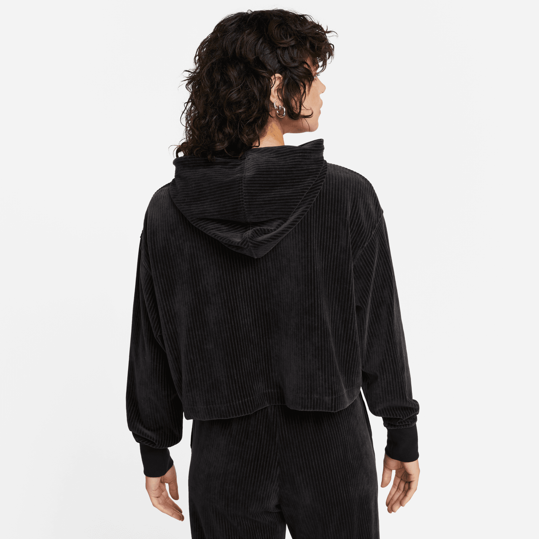WOMEN S NIKE SPORTSWEAR VELOUR CROPPED HOODIE Hush Life Boutique